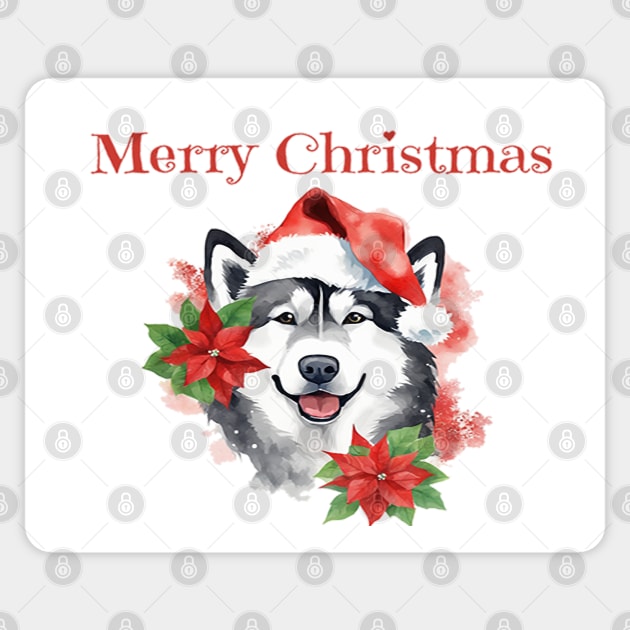 Alaskan Malamute Christmas, Holiday, X-mas, Dogs, Animal Lovers, Pets Sticker by BirdsnStuff